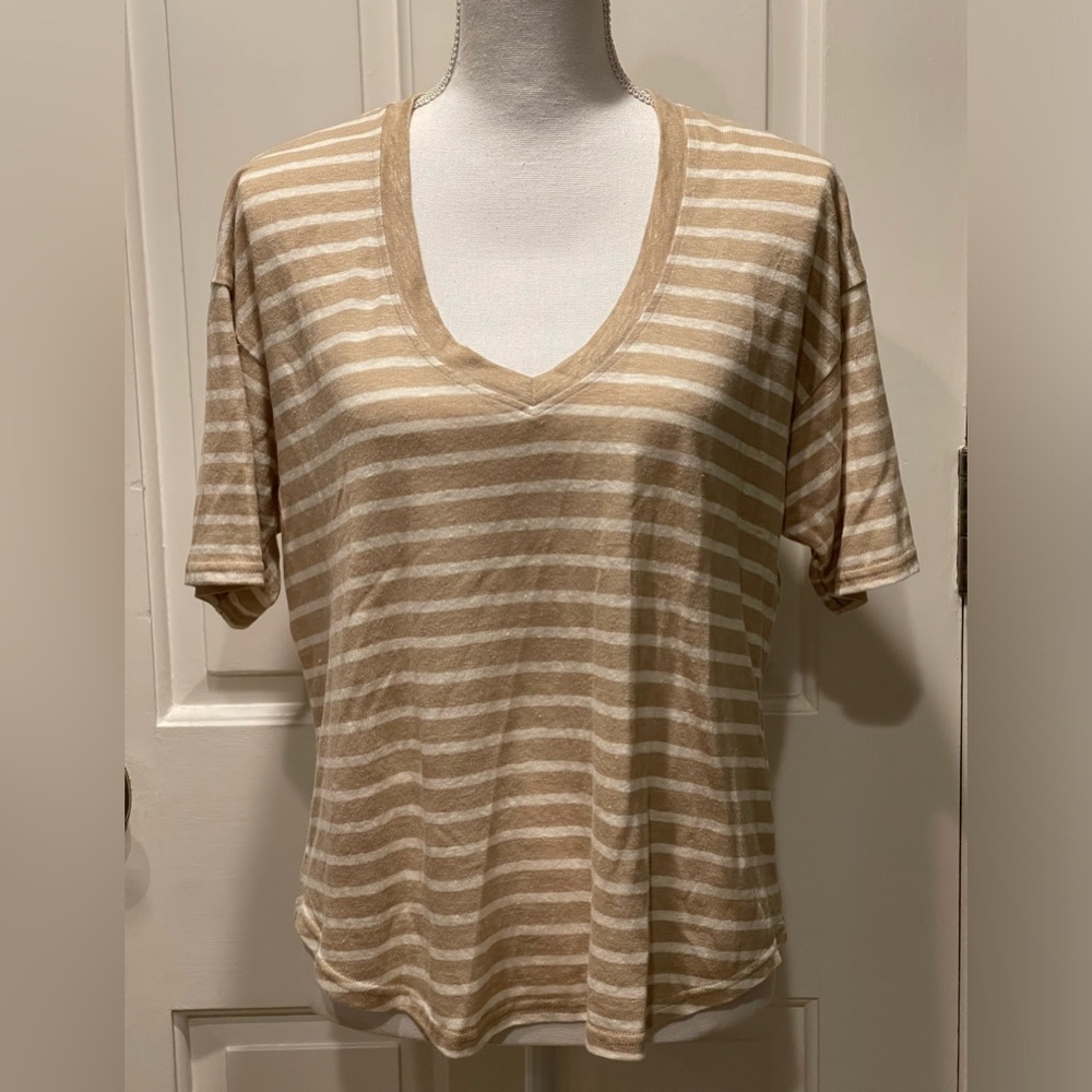 Faherty Oceanside Linen V-Neck Sweater Size Small